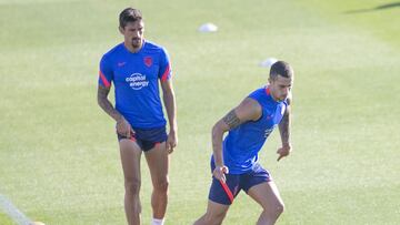 Savic y Hermoso, durante un entrenamiento. 