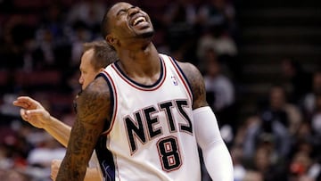 New Jersey Nets Terrence Williams reacts after missing a shot against the Dallas Mavericks in the first quarter of their NBA basketball game in East Rutherford, New Jersey, on December 2, 2009.