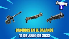 Fortnite: cambios en el balance de las armas hoy 11 de julio