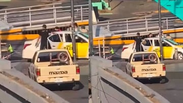 La terrorífica imagen de un civil armado despojando a un taxista de su auto en Jalisco