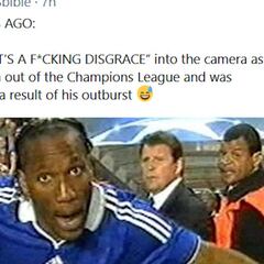 El famoso "es una p*** vergüenza" de Drogba ante el Barça cumple 12 años y lo recuerda en Twitter