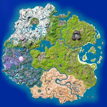 Nuevo mapa de la isla de Fortnite tras el parche 21.10