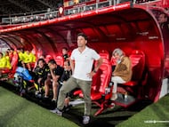 Rubi durante el partido de LaLiga Hypermotion contra el Málaga.