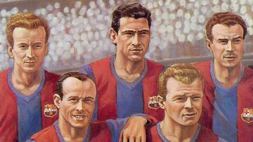 Basora, César, Kubala, Moreno y Manchón en el Barcelona de 1951.