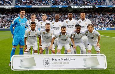 Courtois, Kroos, Fede Valverde, Camavinga, Tchouaméni, Militao;
Rodrygo, Carvajal, Nacho, Vini Jr. y Modric.