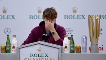 Jannik Sinner, en la rueda de prensa posterior a su éxito en el Shanghái Masters.