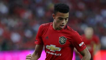 SINGAPORE, SINGAPORE - JULY 20: Mason Greenwood of Manchester United in action during the 2019 International Champions Cup match between Manchester United and FC Internazionale at the Singapore National Stadium on July 20, 2019 in Singapore. (Photo by Lio