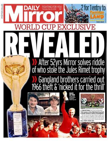 Desvelan la identidad del ladrón que robó la Copa Jules Rimet en Inglaterra en 1966