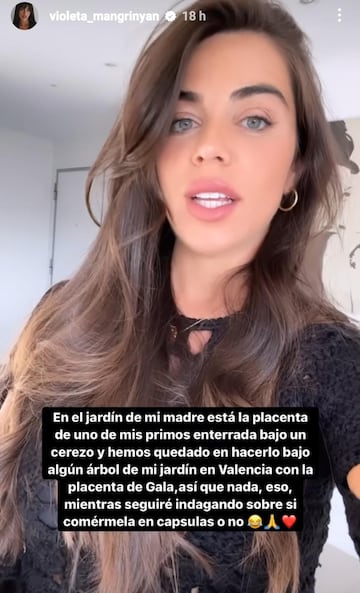 Violeta Mangriñán anuncia que usará la placenta de su hija para plantar un árbol.  TOMADO DEL INSTAGRAM: @violeta_mangrinyan
