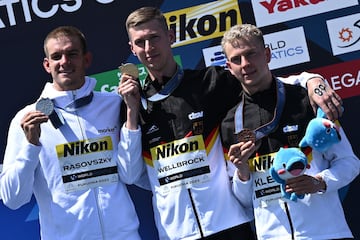 Kristof Rasovszky, Florian Wellbrock y Oliver Klemet.