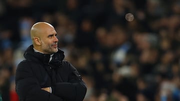 Pep Guardiola, durante un partido del City