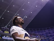 Alvaro Angulo of Pumas during the 17th round match between Cruz Azul and Pumas UNAM as part of the Liga BBVA MX, Torneo Apertura 2025 at Cuauhtemoc Stadium, on November 08, 2025 in Puebla, Mexico.