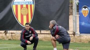 Valverd, durante un entrenamiento con el Valencia