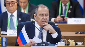 Russian Foreign Minister Sergei Lavrov attends the G20 summit in Rio de Janeiro, Brazil, November 18, 2024. Russian Foreign Ministry/Handout via REUTERS ATTENTION EDITORS - THIS IMAGE HAS BEEN SUPPLIED BY A THIRD PARTY. NO RESALES. NO ARCHIVES. MANDATORY CREDIT.