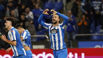 Pablo Martínez celebrando su gol al Nàstic.