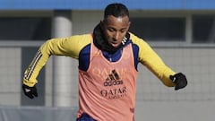 Sebasti&aacute;n Villa en un entrenamiento de Boca Juniors