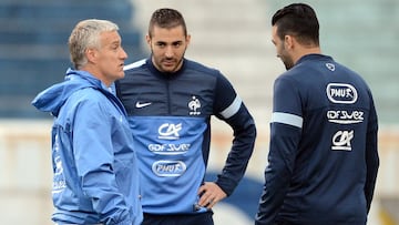 Didier Deschamps, Adil Rami y Karim Benzema.