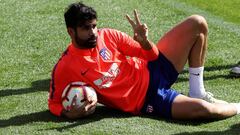 El delantero del Atl&eacute;tico de Madrid, Diego Costa, durante un entrenamiento.