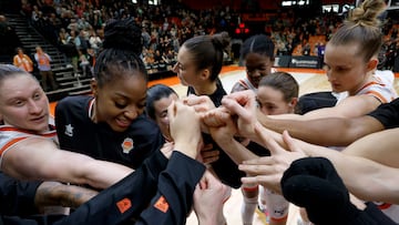 El Valencia Basket celebra su victoria ante el Mersin Cukurova.