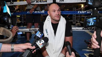 Tyson Fury tras un entrenamiento p&uacute;blico.