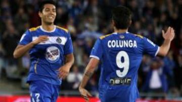 <b>FUNCIONAN. </b>Colunga y Miku celebran uno de sus goles.