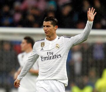 15 de enero de 2015. Partido de vuelta de los octavos de final de la Copa del Rey entre el Real Madrid y el Atl¨¦tico de Madrid en el Bernab¨¦u (2-2). Cristiano Ronaldo marc¨® el 2-2.