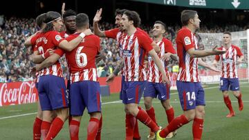 Los jugadores del Atlético celebran un gol.