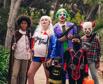 El futbolista del Barcelona se disfrazó de Joker y cada uno de los miembros de su familia eligió un disfraz diferente.