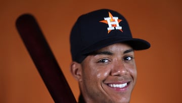 WEST PALM BEACH, FLORIDA - FEBRUARY 23: Jeremy Pena #3 of the Houston Astros poses for a portrait during photo days at The Ballpark of the Palm Beaches on February 23, 2023 in West Palm Beach, Florida.   Rob Carr/Getty Images/AFP (Photo by Rob Carr / GETTY IMAGES NORTH AMERICA / Getty Images via AFP)