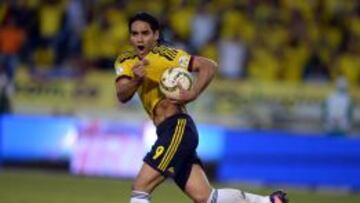 Radamel Falcao celebra un gol anotado con la selecci&oacute;n colombiana.
