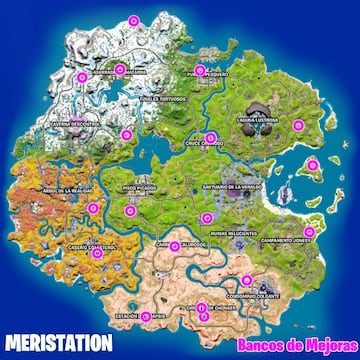 Todas las ubicaciones de Bancos de Mejoras en Fortnite Temporada 4