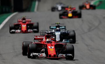 Sebastian Vettel, Valtteri Bottas y Kimi Raikkonen