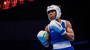 Angie Valdez, una de las dos colombianas clasificadas a las finales en el Mundial de Boxeo Femenino de Nueva Delhi.