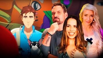 Un collage con Robert Robertson, protagonista de Dispatch; Alanah Pearce, Laura Bailey y Travis Willingham