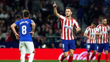 Sa&uacute;l, tras su gol al Athletic.