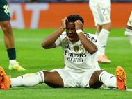 Soccer Football - UEFA Champions League - Real Madrid v Manchester City - Santiago Bernabeu, Madrid, Spain - December 10, 2025 Real Madrid's Endrick reacts after missing a chance to score REUTERS/Susana Vera