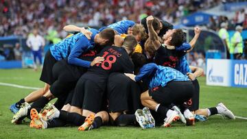 Sochi (Russian Federation), 07/07/2018.- Players of Croatia celebrate their 2-1 lead during the FIFA World Cup 2018 quarter final soccer match between Russia and Croatia in Sochi, Russia, 07 July 2018.
 
 (RESTRICTIONS APPLY: Editorial Use Only, not used 