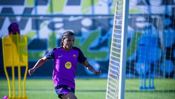 Vicky López, durante el último entrenamiento del Barcelona.