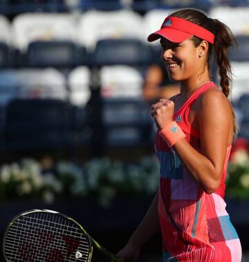 Ana Ivanovic celebrates after beating Daria Gavrilova.