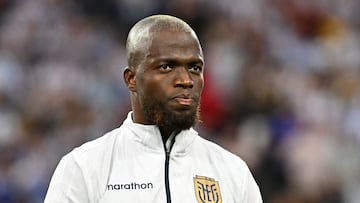 Jul 4, 2024; Houston, TX, USA; Ecuador’s striker Enner Valencia (13) looks on prior to a Copa America quarterfinal soccer match against Argentina at NRG Stadium. Mandatory Credit: Maria Lysaker-USA TODAY Sports