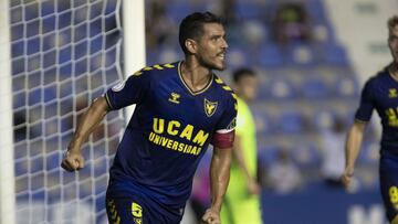 gol de Josete Malagon, 1-0, UCAM Murcia CF v FC Andorra, Primera RFEF, Grupo 2, Jornada 5, Estadio Becsoccer La Condomina, Murcia, 25/09/2021,