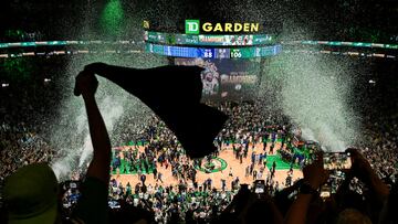 Jun 17, 2024; Boston, Massachusetts, USA; A general view of the TD Garden after the Boston Celtics beat the Dallas Mavericks in game five of the 2024 NBA Finals at the TD Garden. Mandatory Credit: Brian Fluharty-USA TODAY Sports     TPX IMAGES OF THE DAY