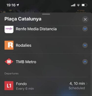 Apple Maps integra los transportes públicos de Barcelona en tiempo real
