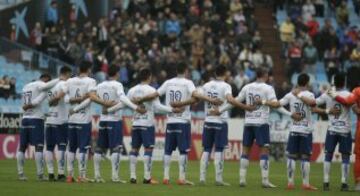 Minuto de silencio en el Real Zaragoza - Real Valladolid. En imagen el Zaragoza.