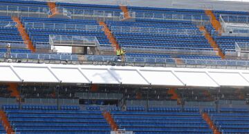 Así se encuentra el Santiago Bernabéu a dos días de su estreno. El club blanco jugará el 12 de septiembre frente al Celta de Vigo.