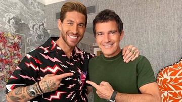 El futbolista Sergio Ramos y el actor Antonio Banderas en Londres en agosto del 2019.