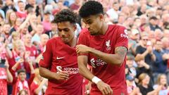 Luis Díaz y Fabio Carvalho con el Liverpool e la Premier League