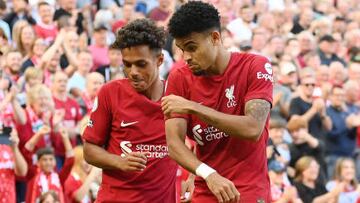 Luis Díaz y Fabio Carvalho con el Liverpool e la Premier League