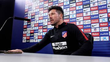 GRAF8094. MAJADAHONDA (MADRID), 07/04/2018.- El entrenador argentino del Atlético de Madrid, Diego Pablo Simeone, durante la rueda de prensa en la Ciudad Deportiva Wanda, previa al partido de LaLiga contra el Real Madrid, correspondiente a la jorna