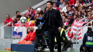 Simeone, en el Atlético-Levante, en el que los rojiblancos lograron su sexta clasificación consecutiva a Champions con el argentino.